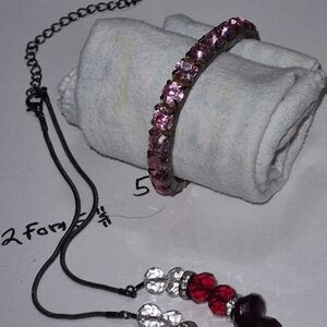 Source Unknown Pink and Red Crystal Necklace